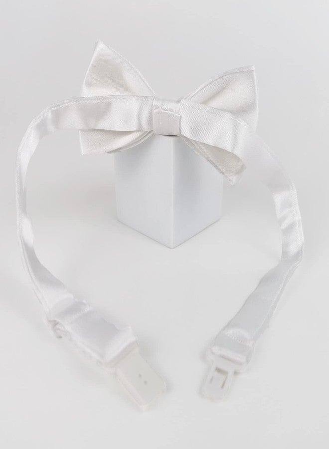 Koolmox KOOMOX White Bow for Dog, Adjustable Dog Bow Tie Collar for Small Puppy Dogs Cats Pets Wedding Birthday Graduation Christmas Holiday Homecoming Costum - Image 4